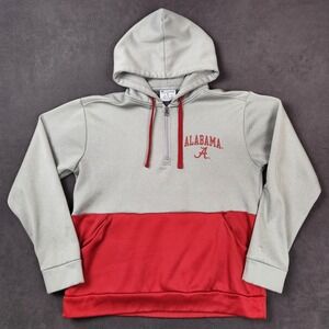 Alabama Crimson Tide Champion Hoodie Mens Medium‎ Red Gray Quarter Zip Pullover